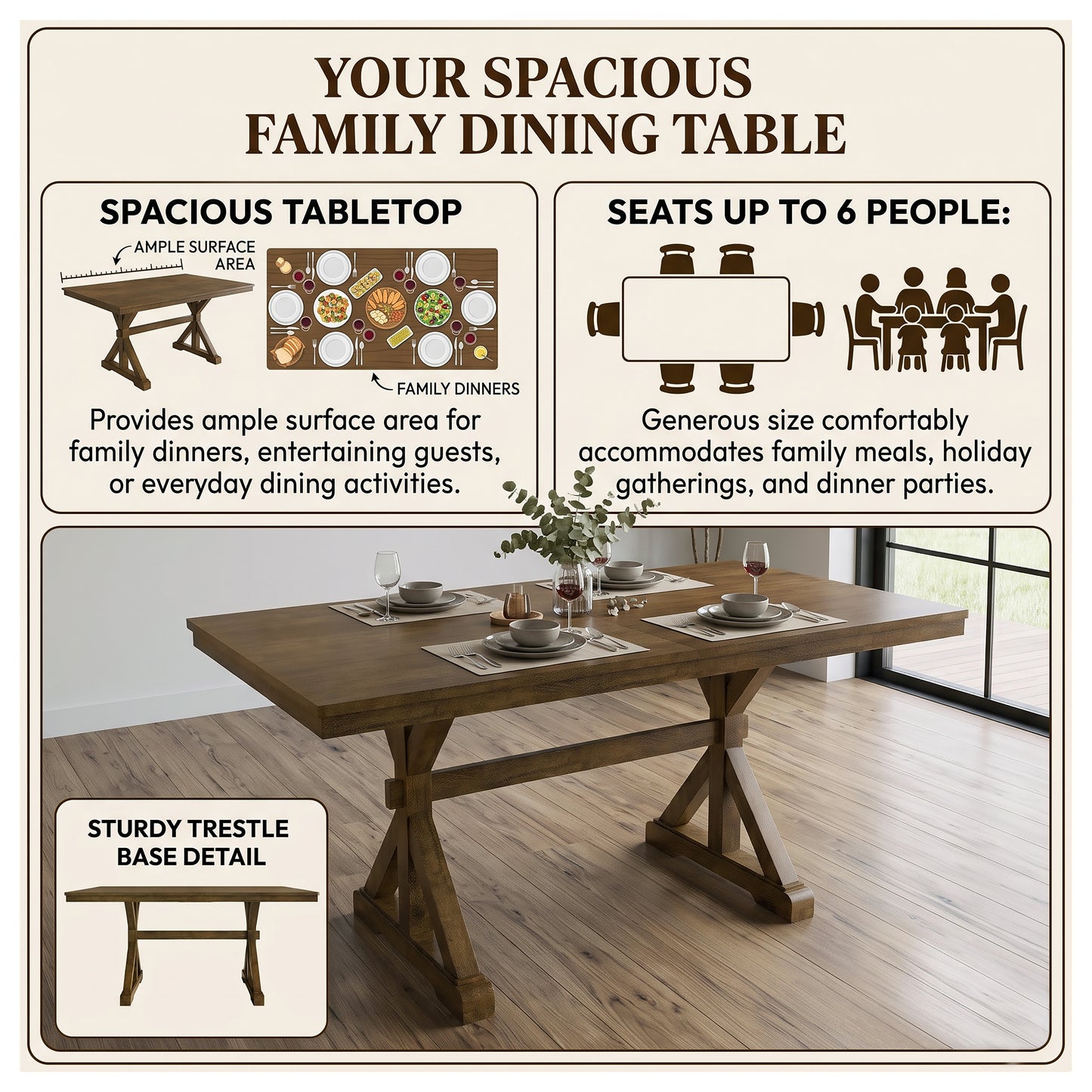 Haven Industrial X-Base Dining Table