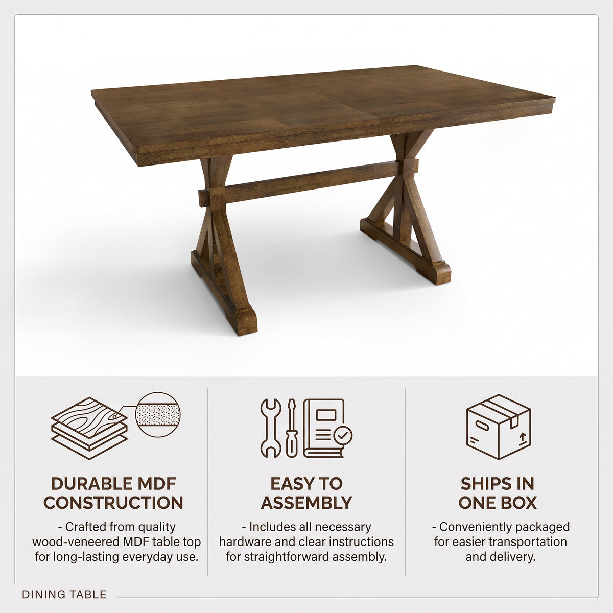 Haven Industrial X-Base Dining Table
