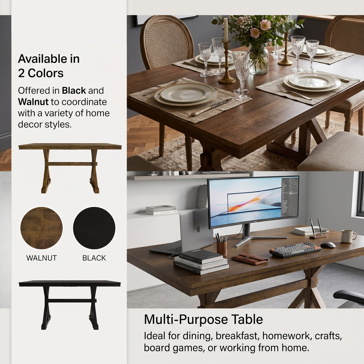 Haven Industrial X-Base Dining Table