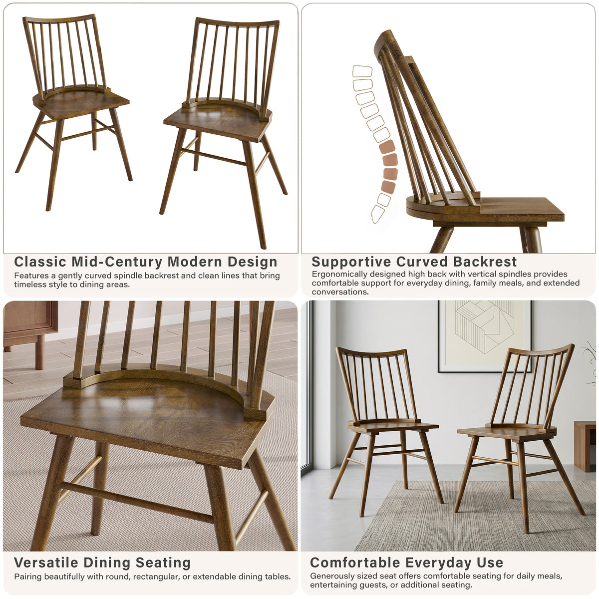 Arden Spindle Back Dining Chairs – Set of 2