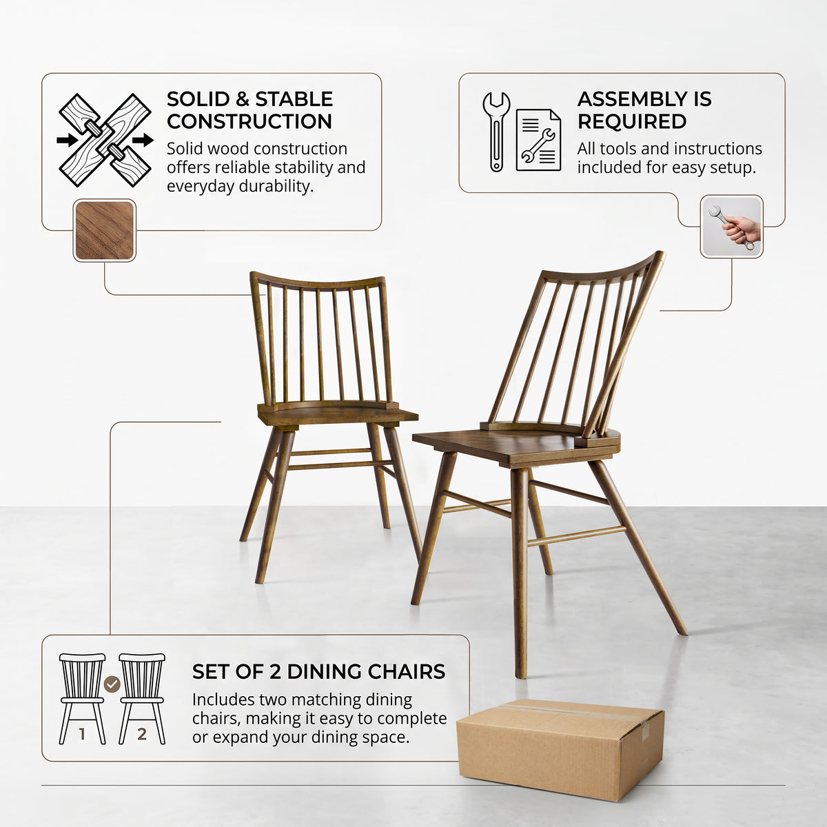 Arden Spindle Back Dining Chairs – Set of 2