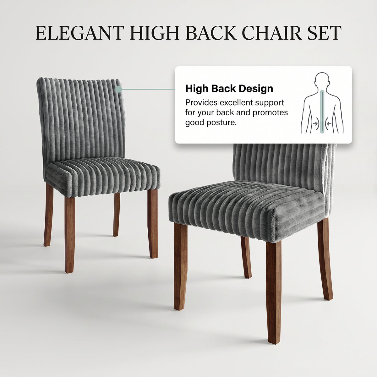 Cora High Back Velvet Dining Chairs – Set of 2