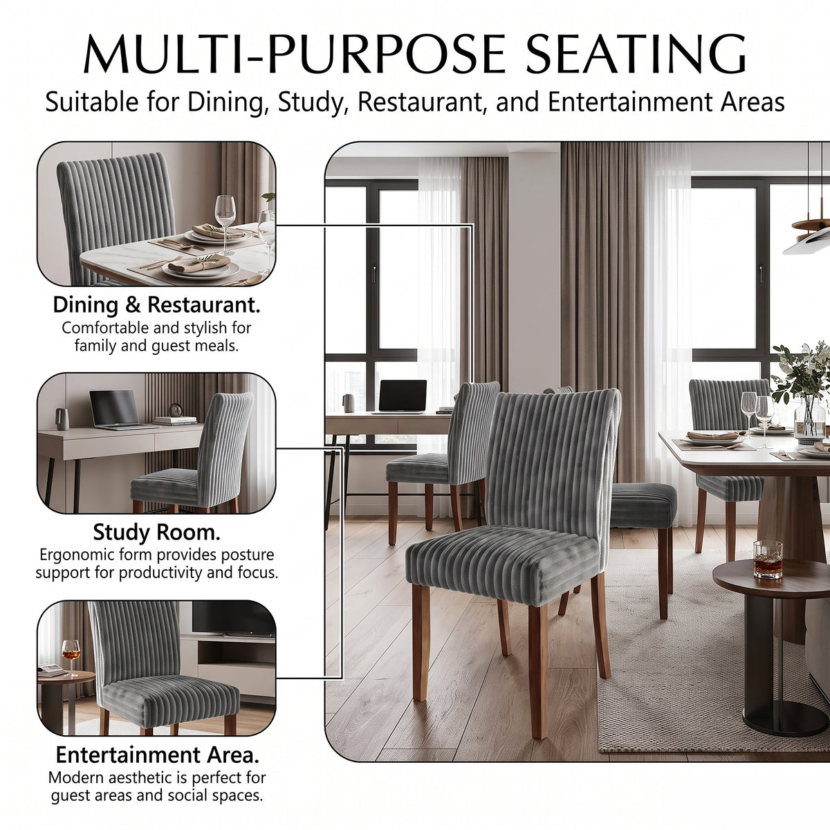 Cora High Back Velvet Dining Chairs – Set of 2