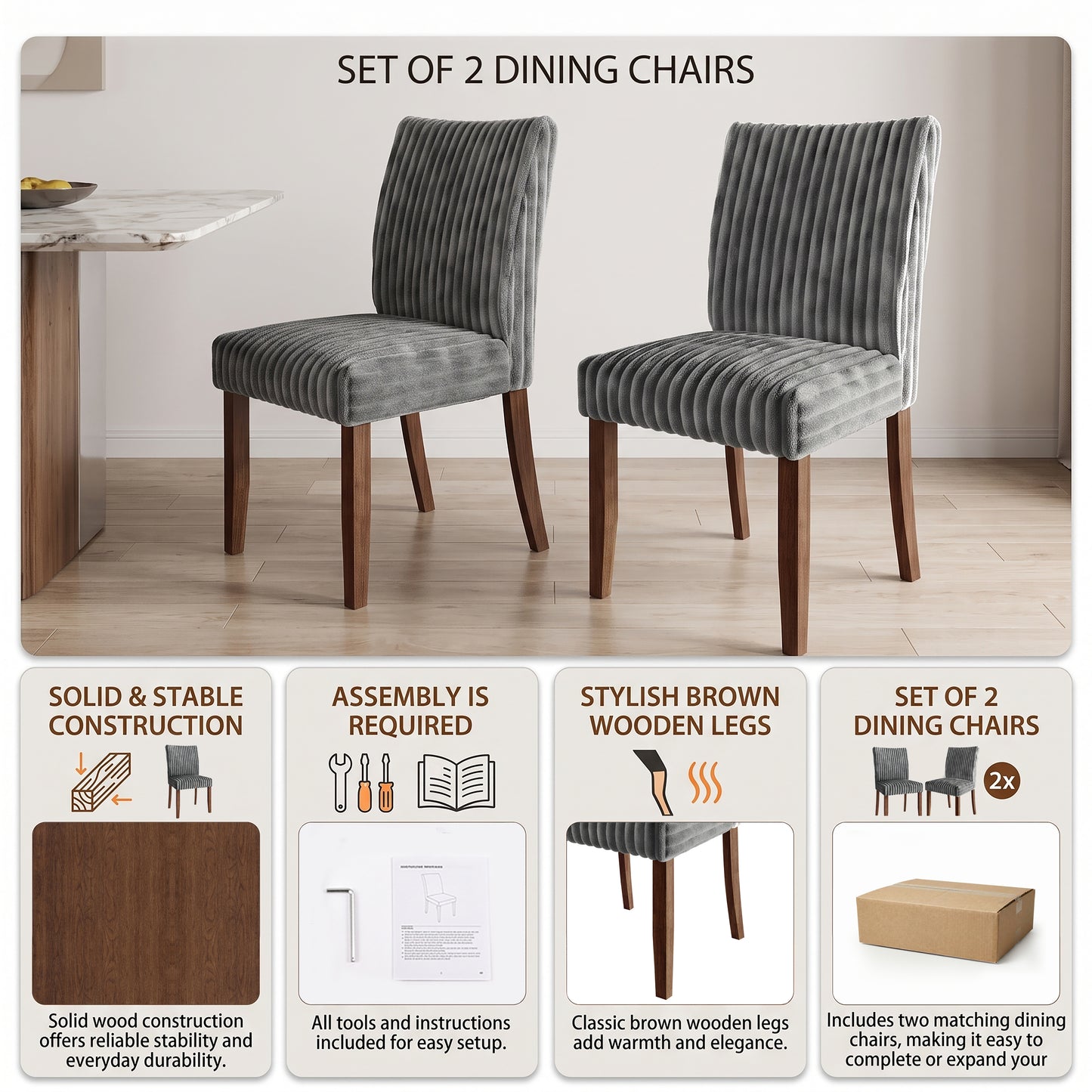 Cora High Back Velvet Dining Chairs – Set of 2