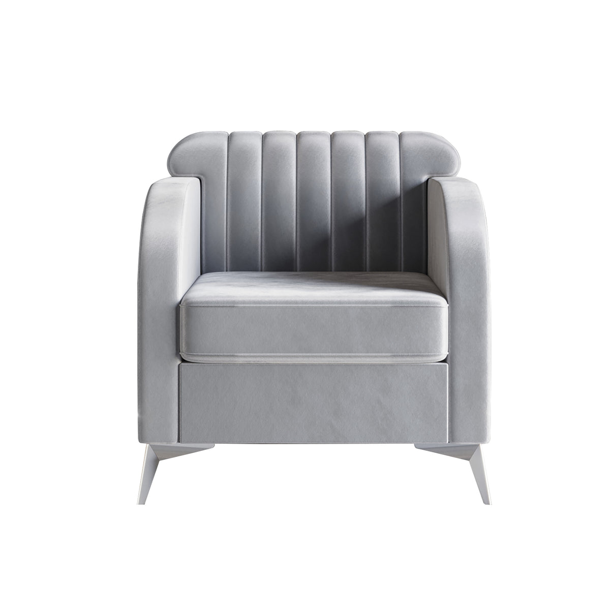 Cheribin Vertical Channel Tufted Velvet Upholstered Armchair