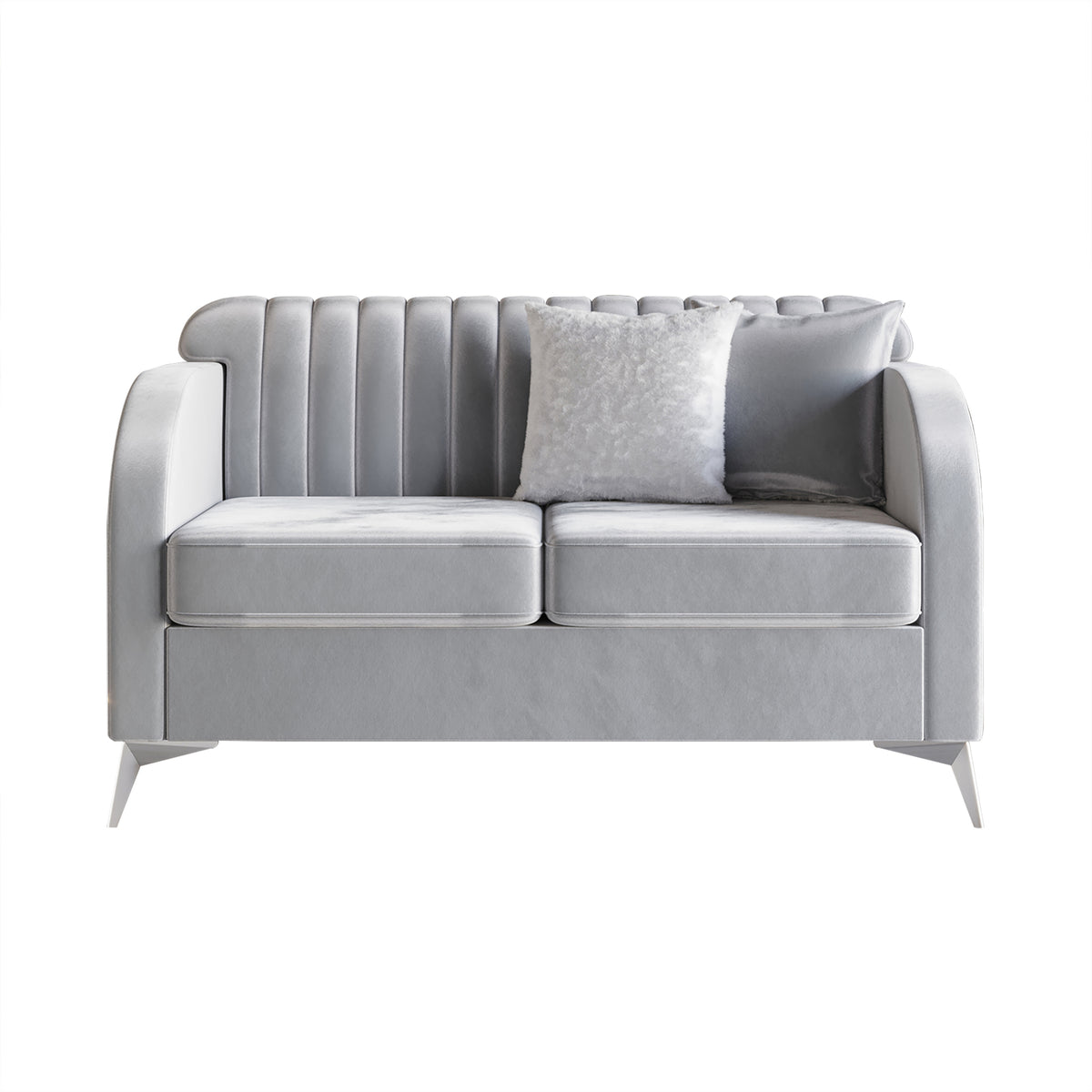 Cheribin Vertical Channel Tufted Velvet Upholstered Loveseat