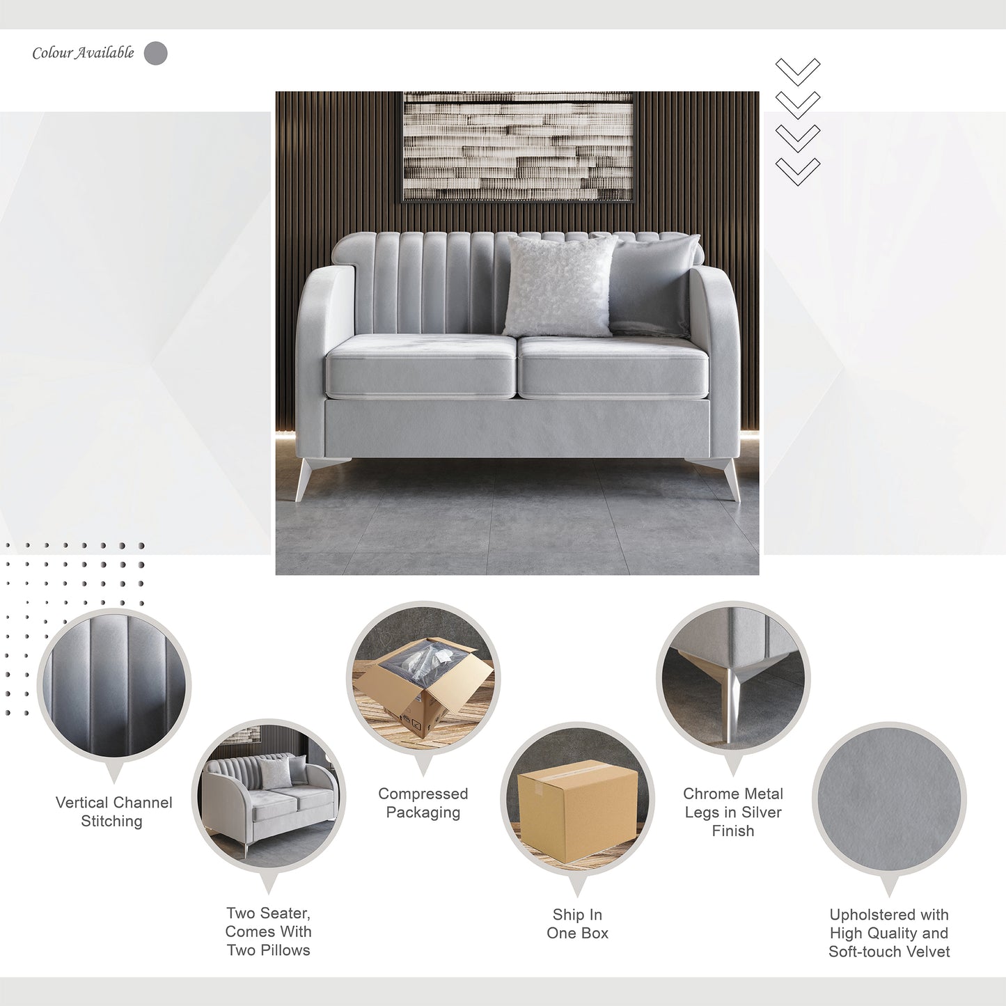 Cheribin Vertical Channel Tufted Velvet Upholstered Loveseat