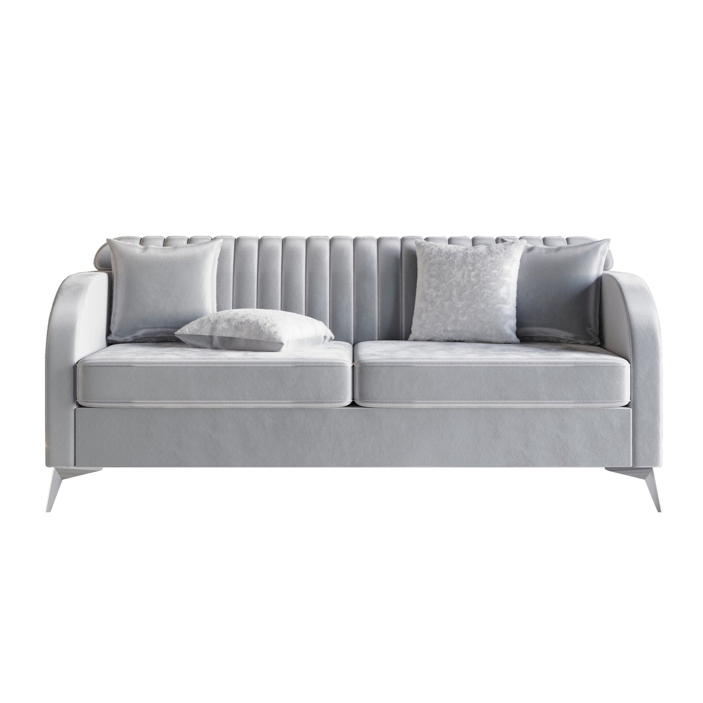 Cheribin Vertical Channel Tufted Velvet Upholstered Sofa