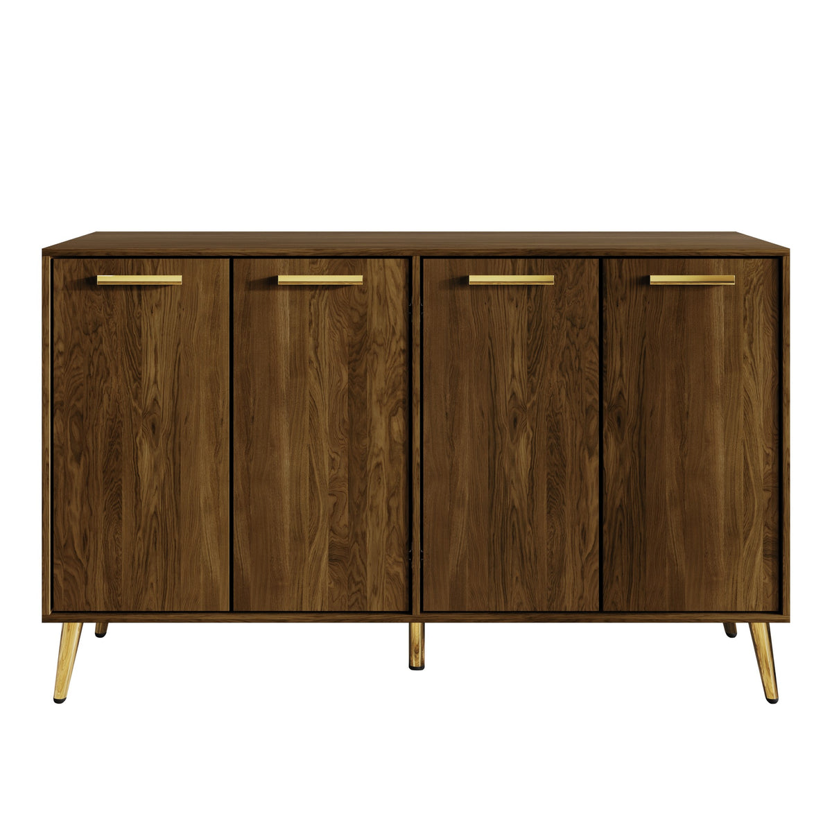 LuxeHaven Wood Sideboard with Gold Accents