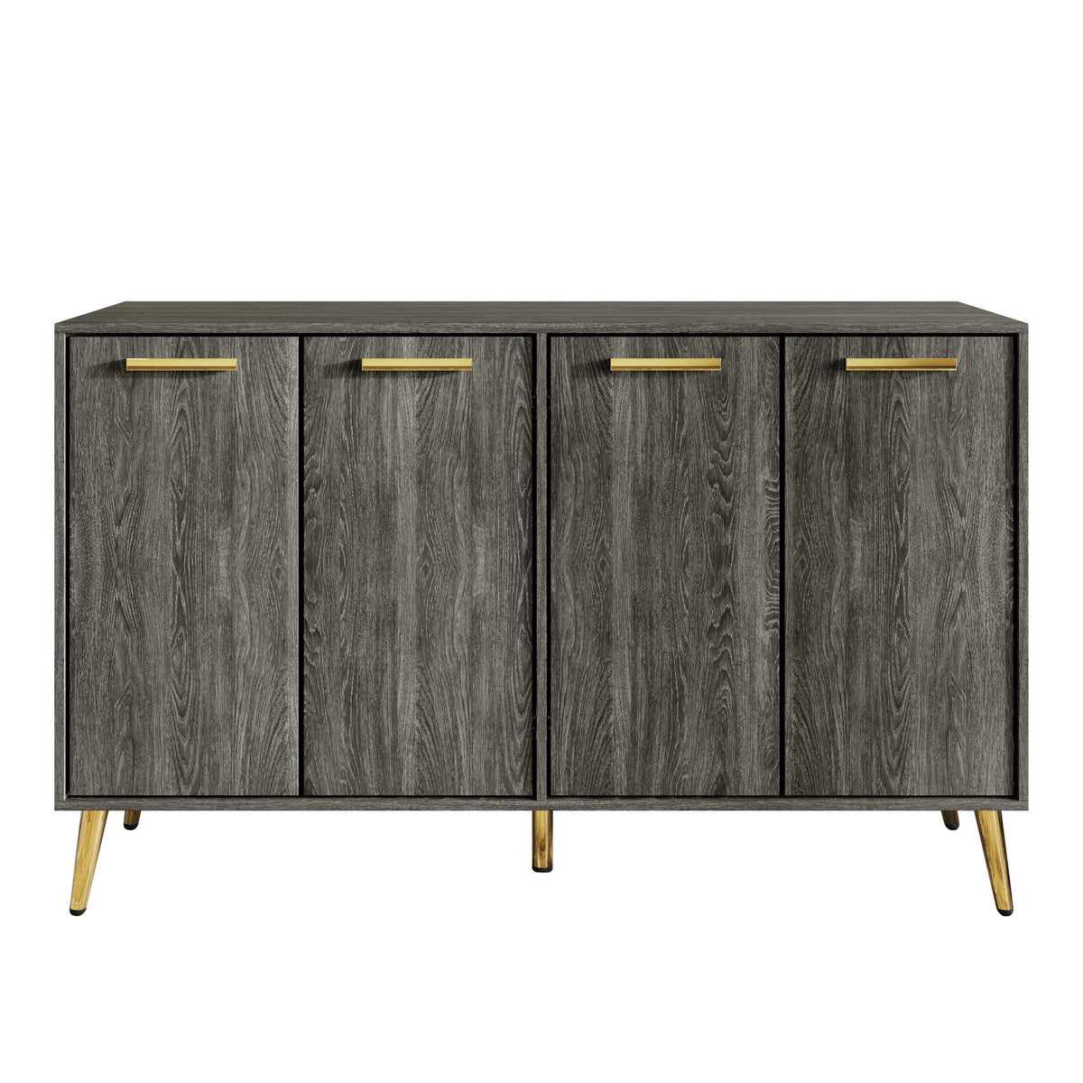 LuxeHaven Wood Sideboard with Gold Accents