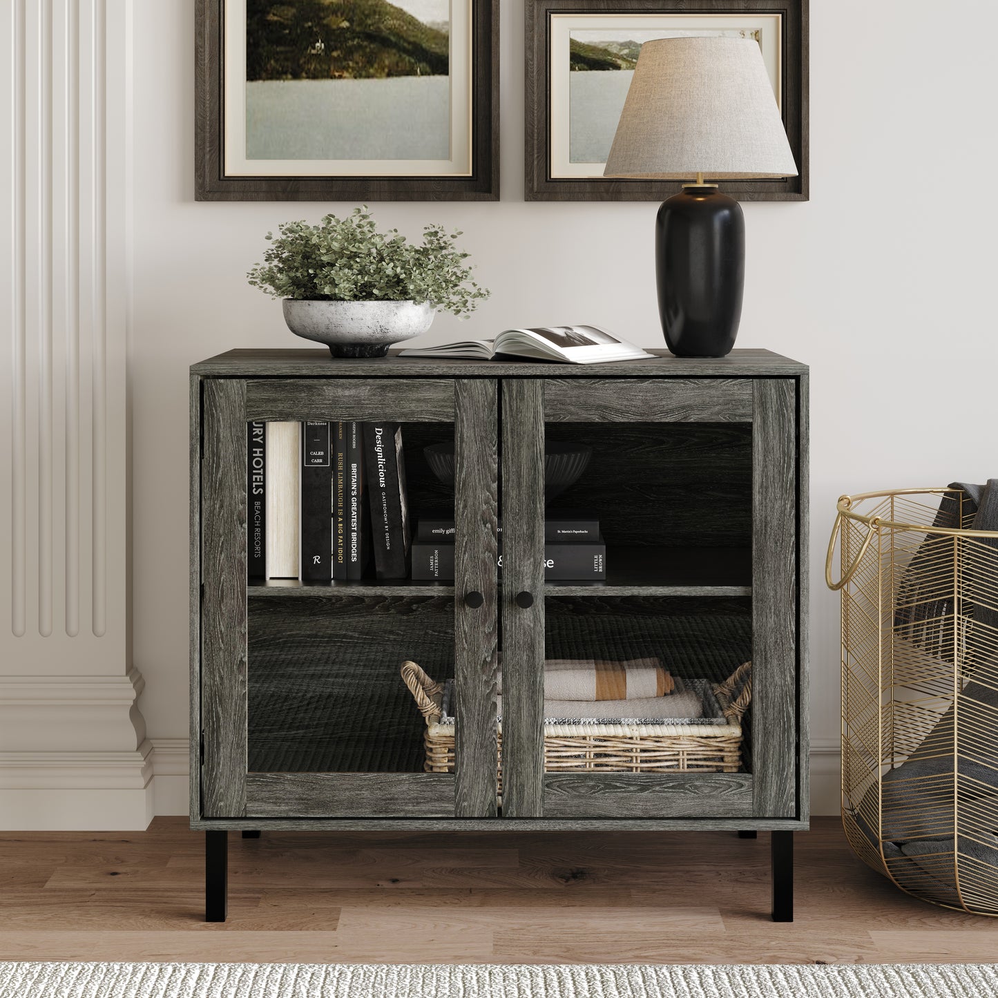 Urbanly Glass Door Sideboard Cabinet