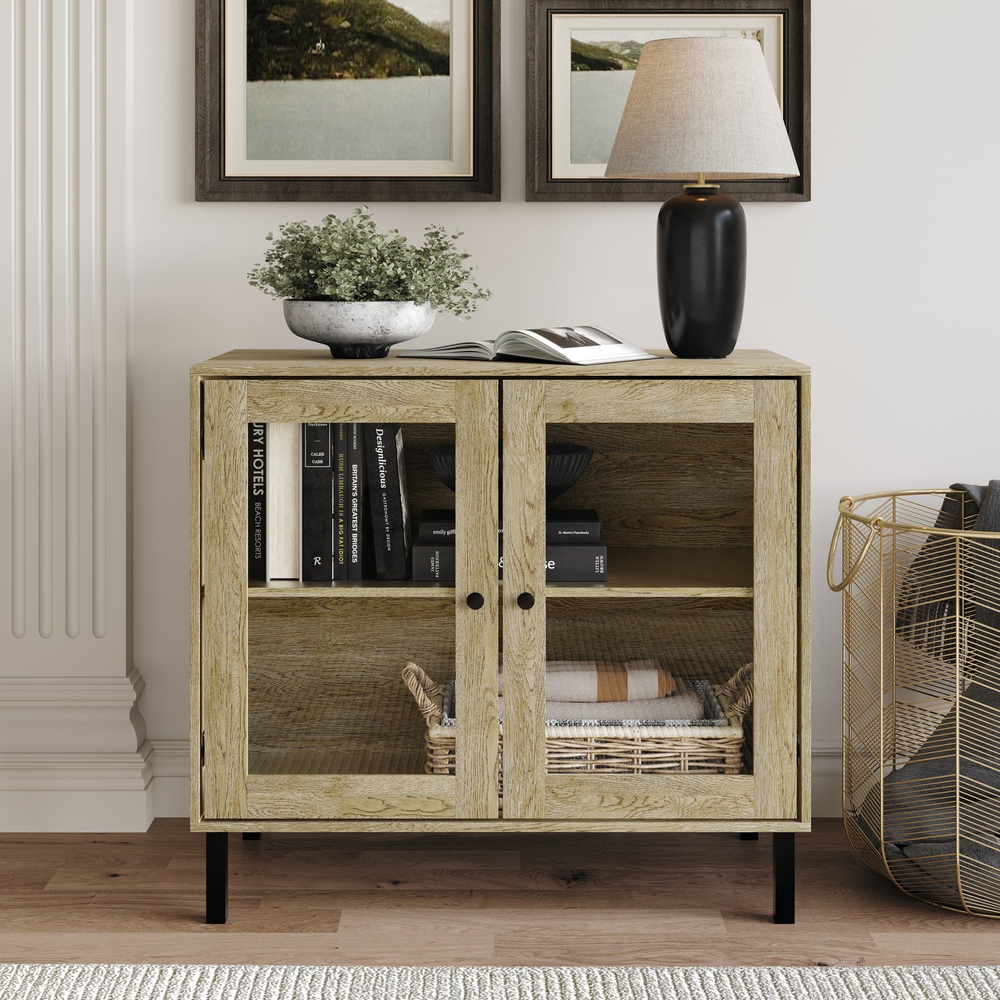 Urbanly Glass Door Sideboard Cabinet