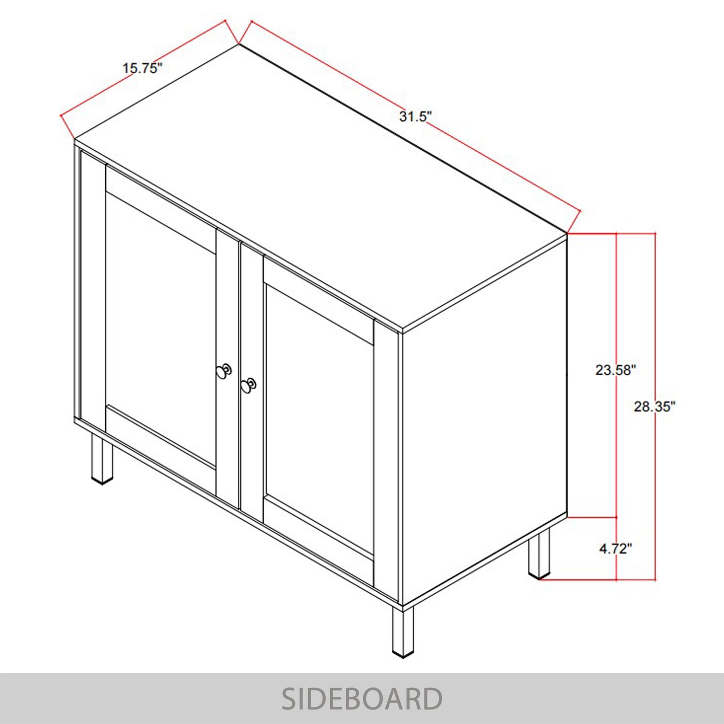 Urbanly Glass Door Sideboard Cabinet