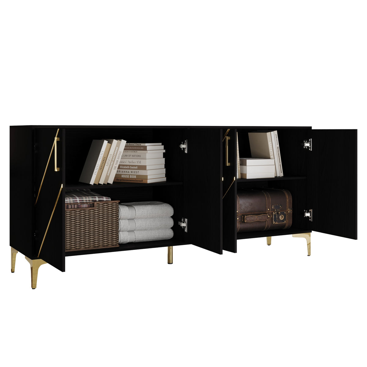 Sophisty Buffet Cabinet with Gold Trim