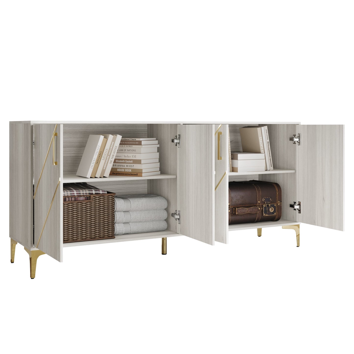 Sophisty Buffet Cabinet with Gold Trim