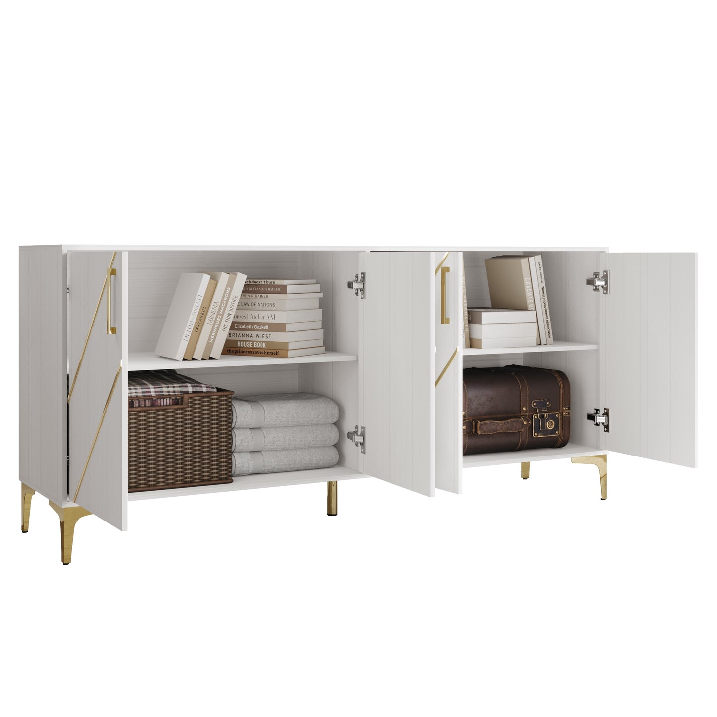 Sophisty Buffet Cabinet with Gold Trim
