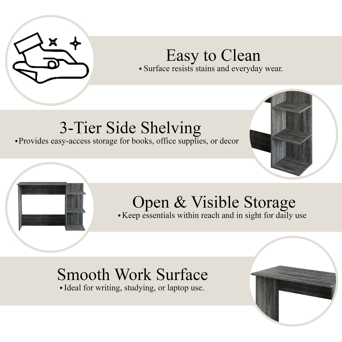 Elara 43-Inch 3-Tier Storage Desk
