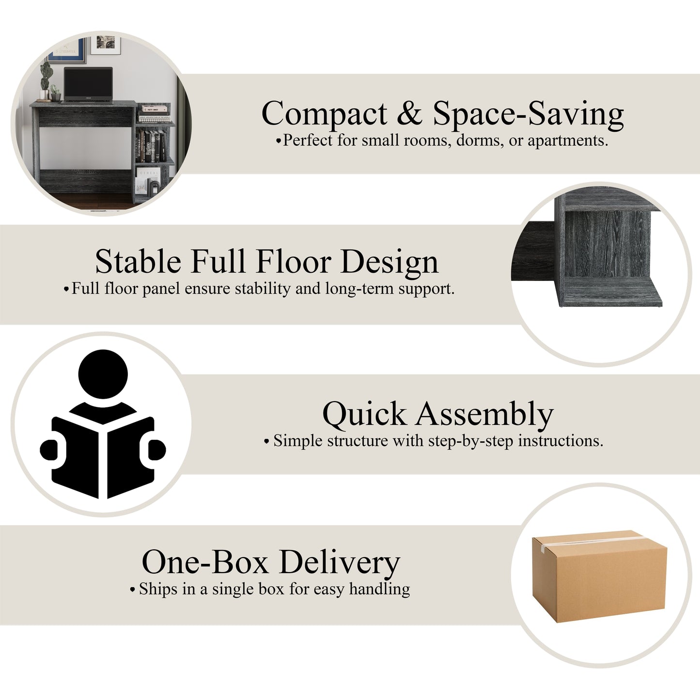 Elara 43-Inch 3-Tier Storage Desk