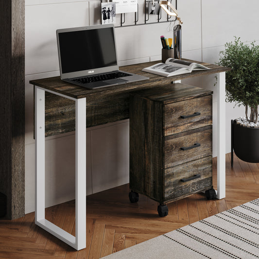 Siena 43-Inch 3-Drawer Mobile Pedestal Computer Desk