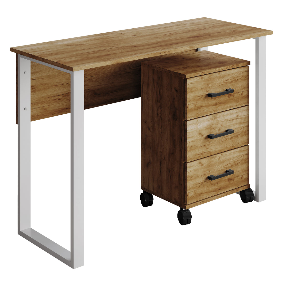 Siena 43-Inch 3-Drawer Mobile Pedestal Computer Desk