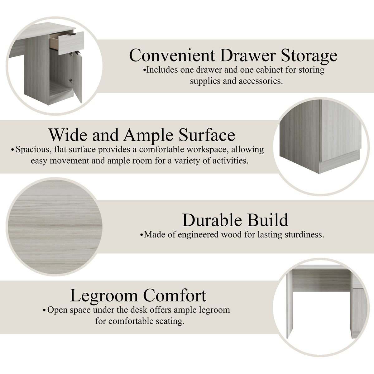 Nora Storage Computer Desk with Drawer & Cabinet