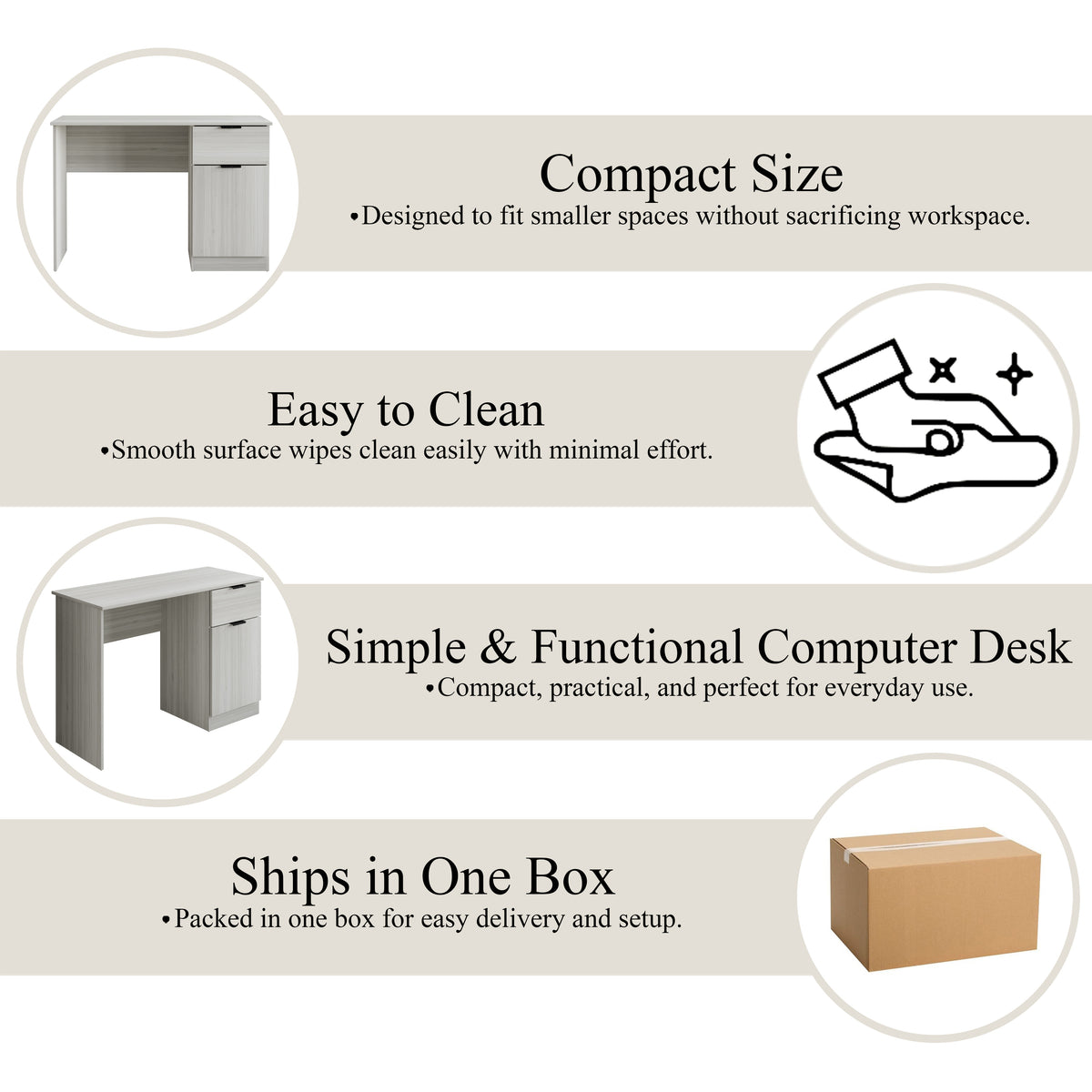 Nora Storage Computer Desk with Drawer & Cabinet