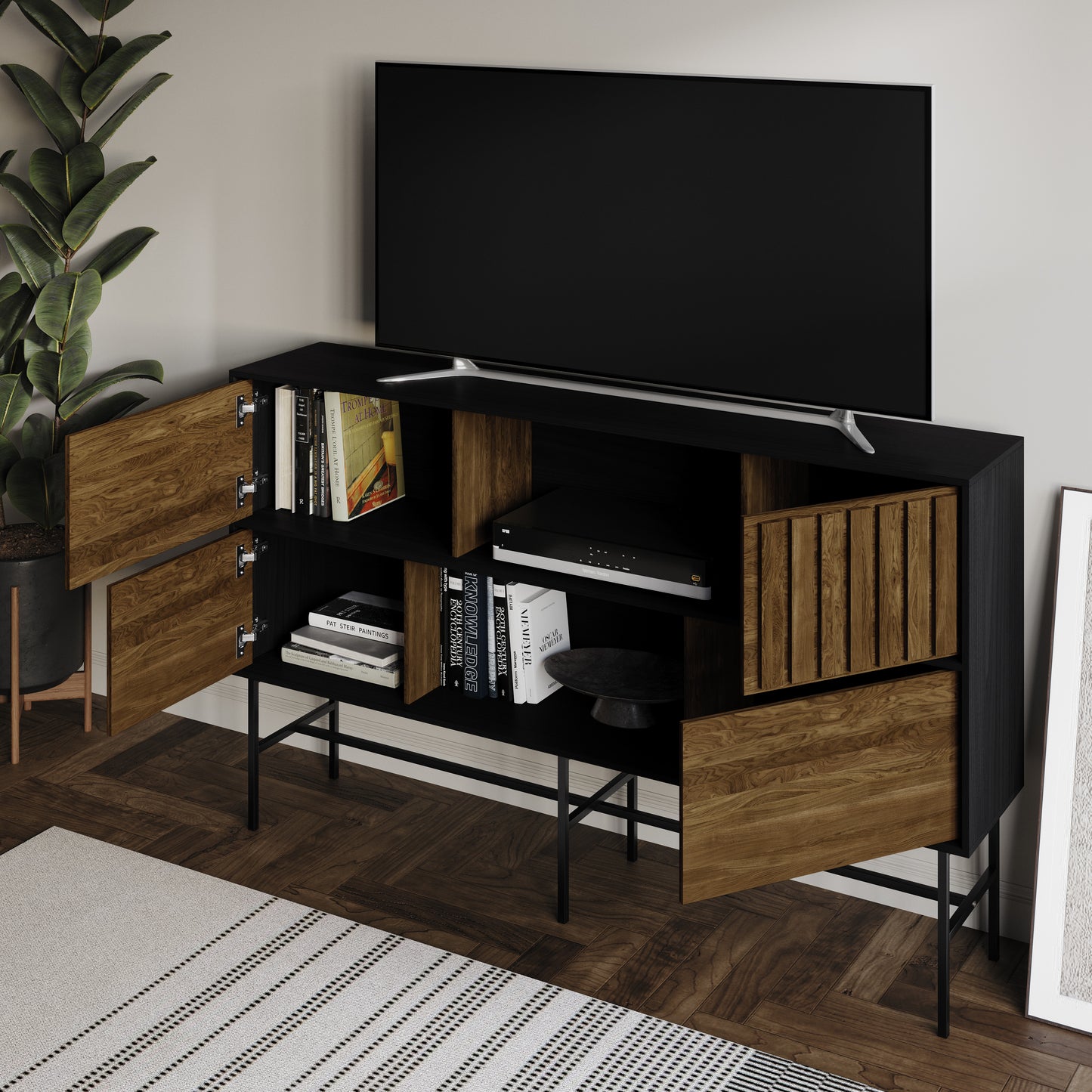 Rowan Vintage TV Stand with Storage Cabinet