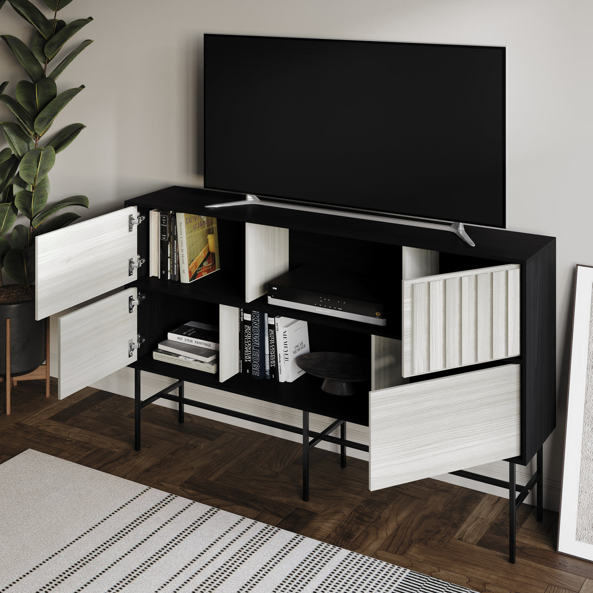 Rowan Vintage TV Stand with Storage Cabinet