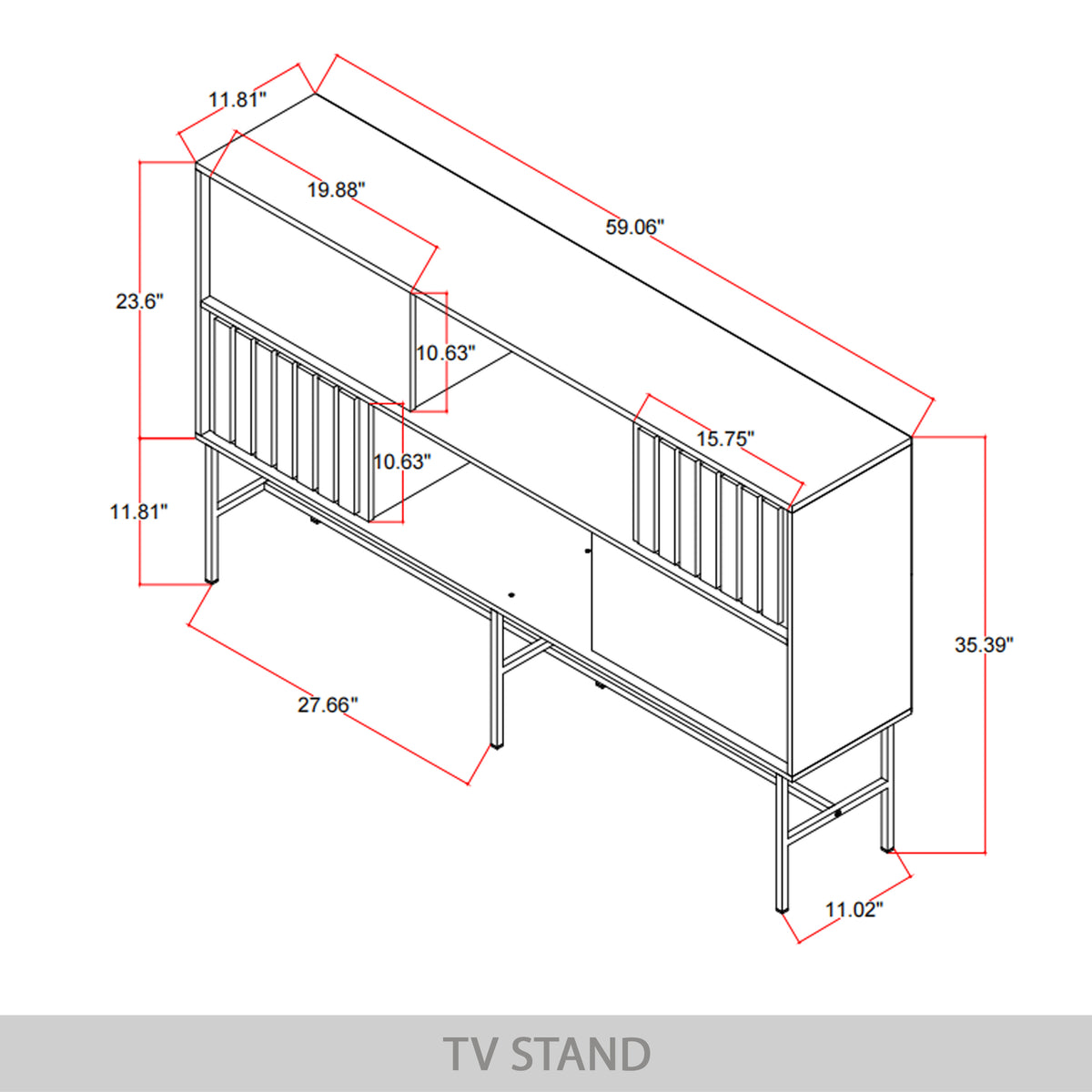 Rowan Vintage TV Stand with Storage Cabinet