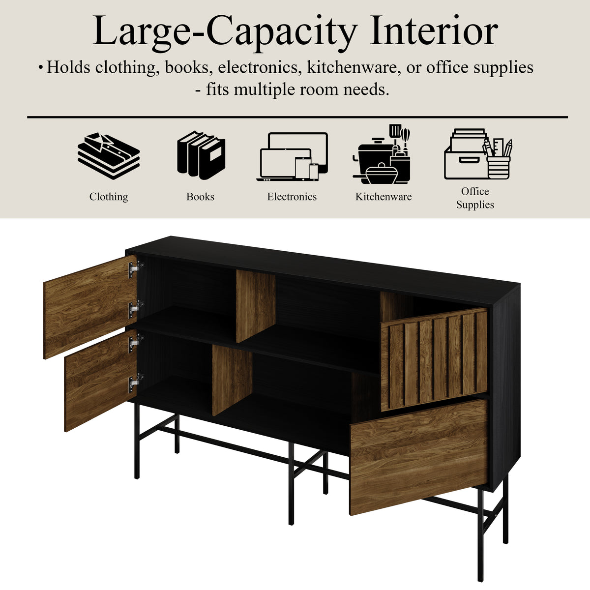 Rowan Vintage TV Stand with Storage Cabinet