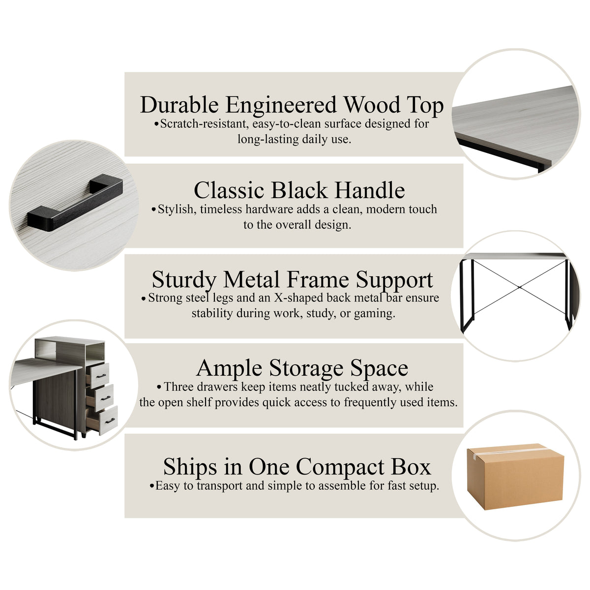 Selene 43-Inch Storage Writing Desk