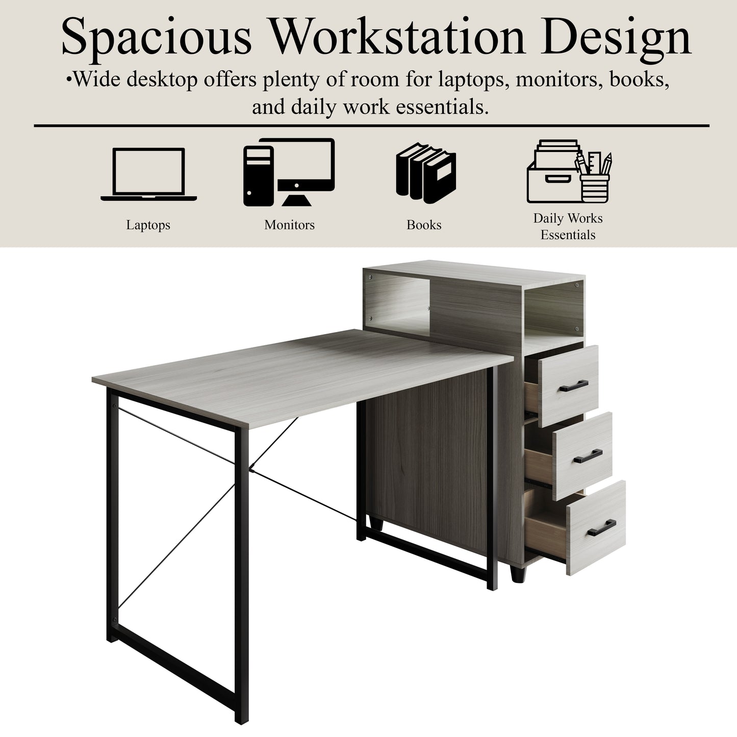 Selene 43-Inch Storage Writing Desk