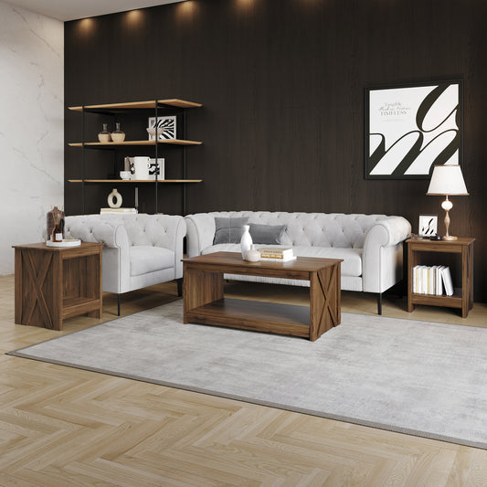 Orion 3-Piece X-Cross Coffee Table Set