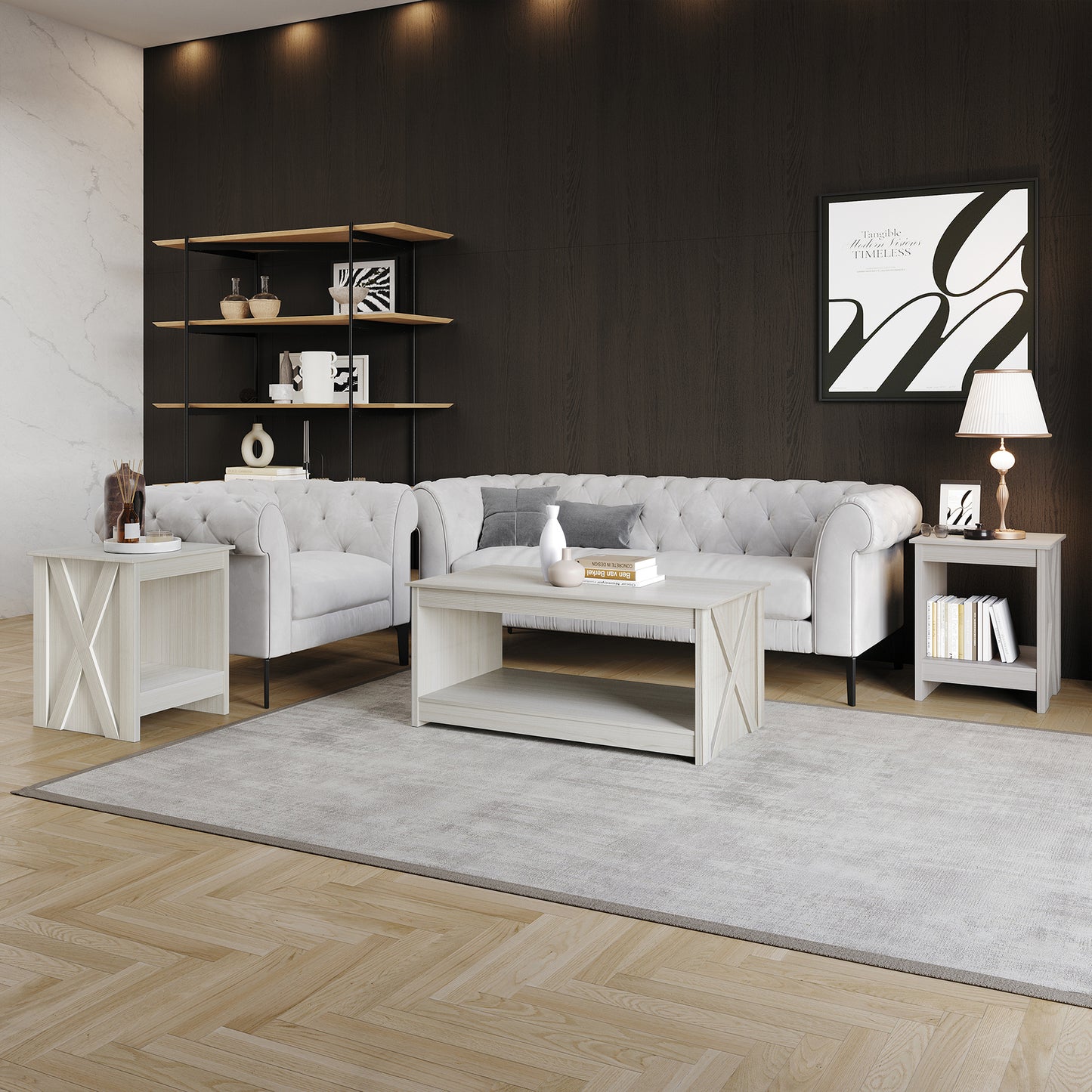 Orion 3-Piece X-Cross Coffee Table Set