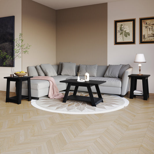 Averly 3-Piece Coffee Table Set with Open Storage Shelves