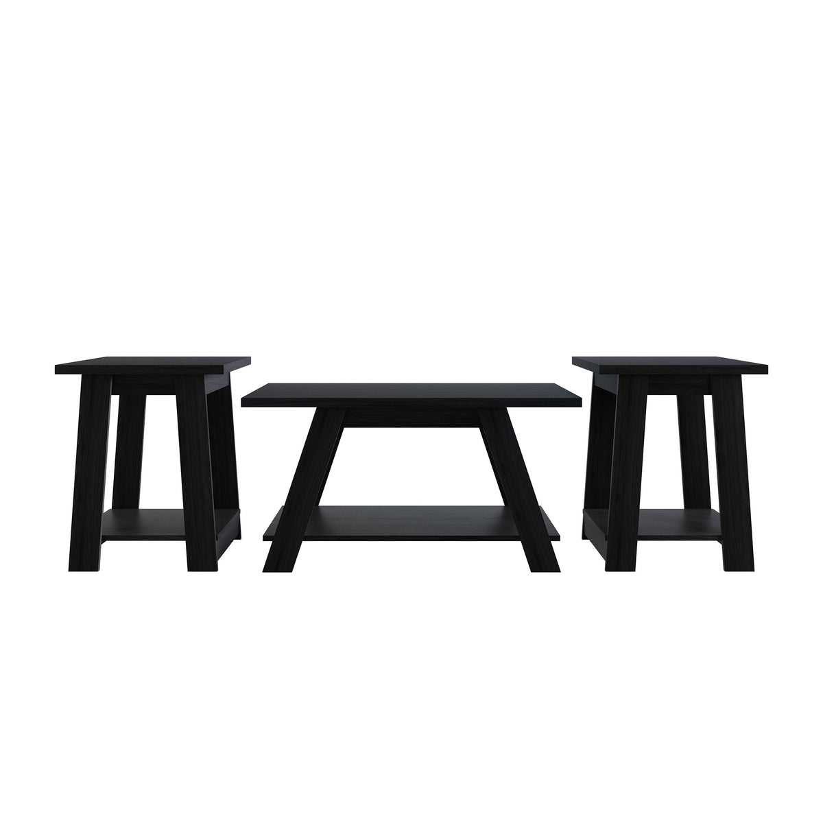Averly 3-Piece Coffee Table Set with Open Storage Shelves