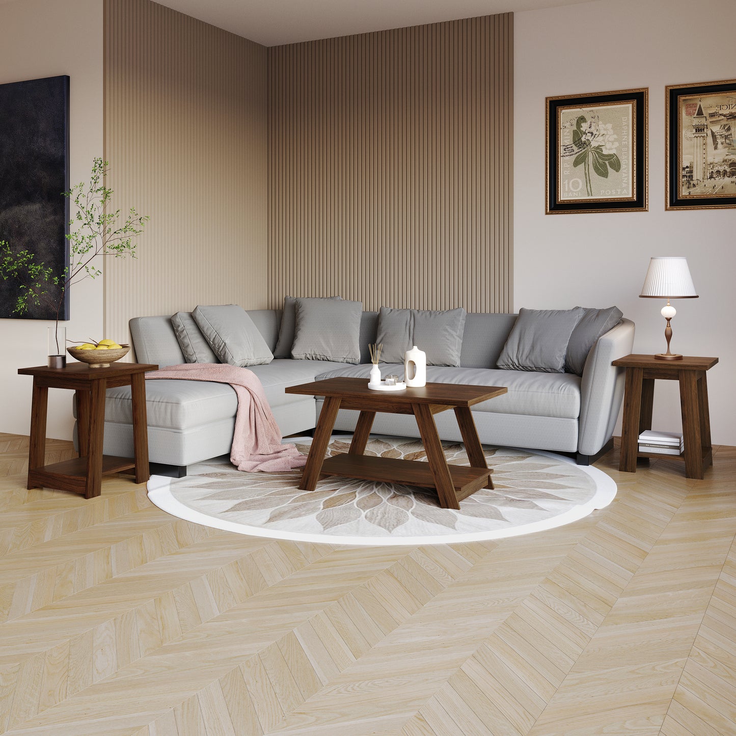 Averly 3-Piece Coffee Table Set with Open Storage Shelves