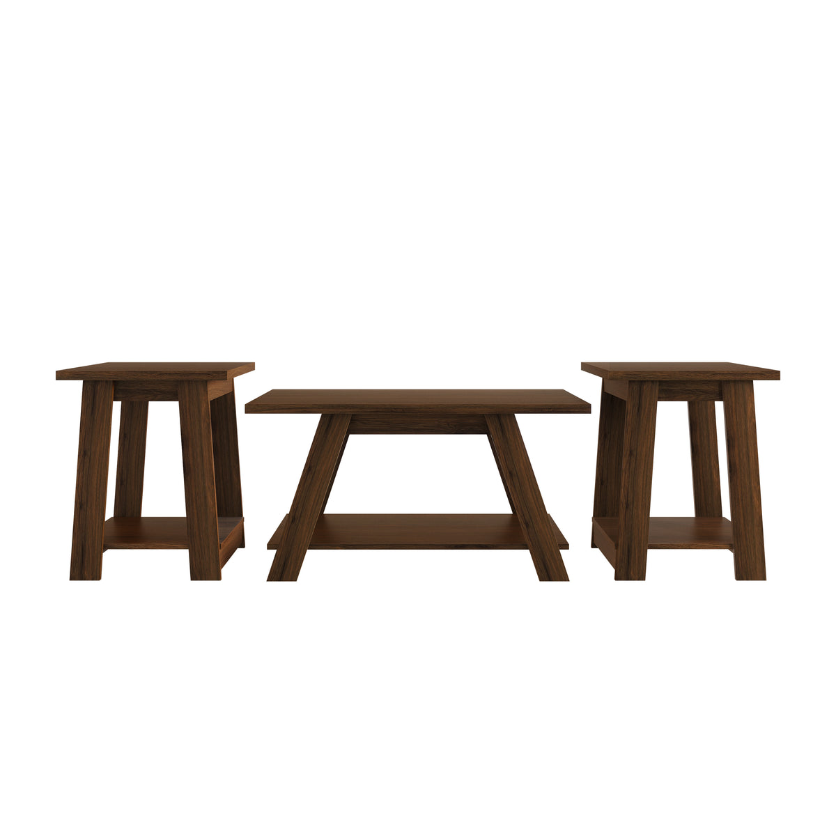 Averly 3-Piece Coffee Table Set with Open Storage Shelves