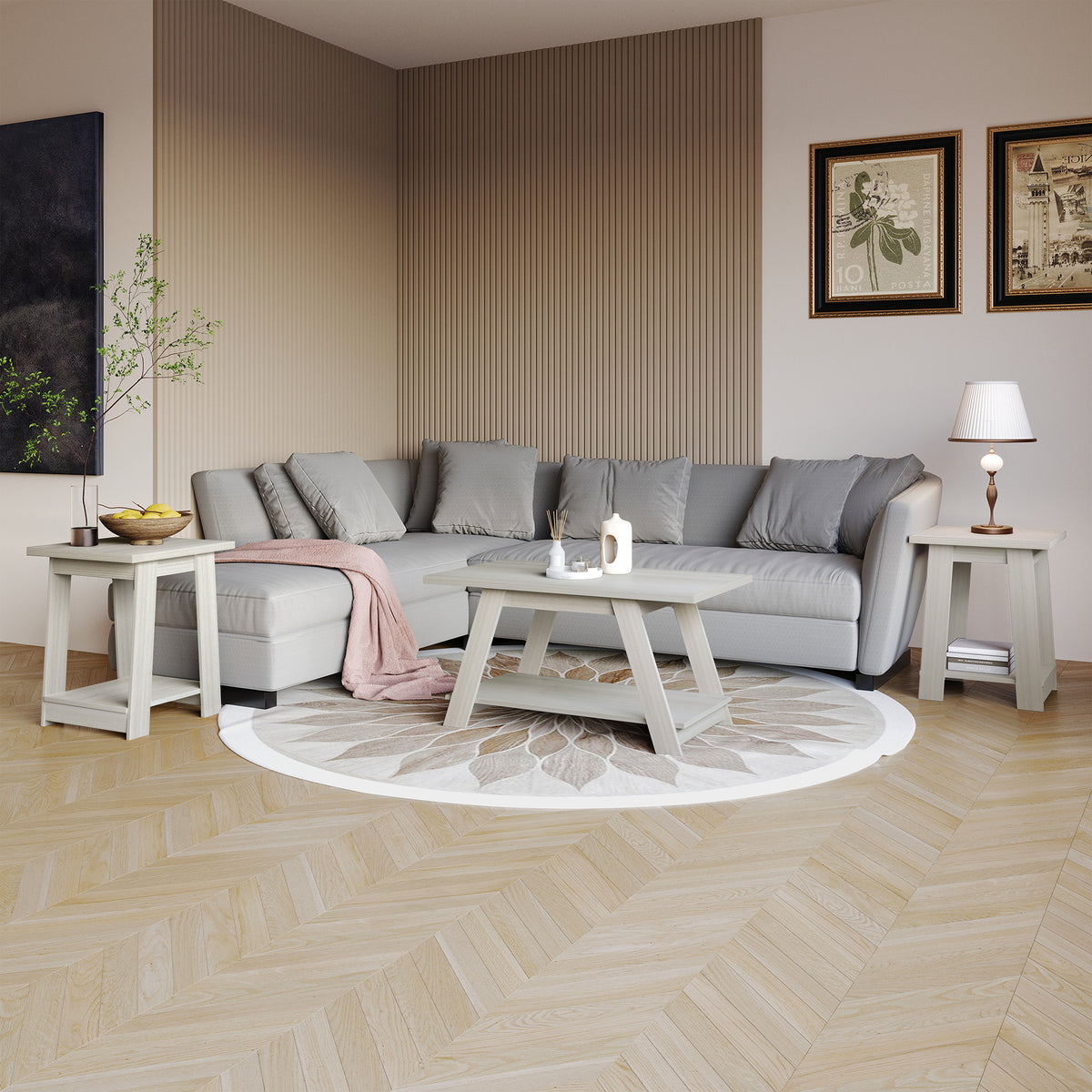 Averly 3-Piece Coffee Table Set with Open Storage Shelves