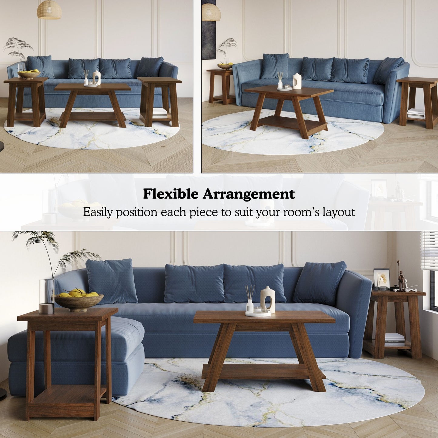Averly 3-Piece Coffee Table Set with Open Storage Shelves
