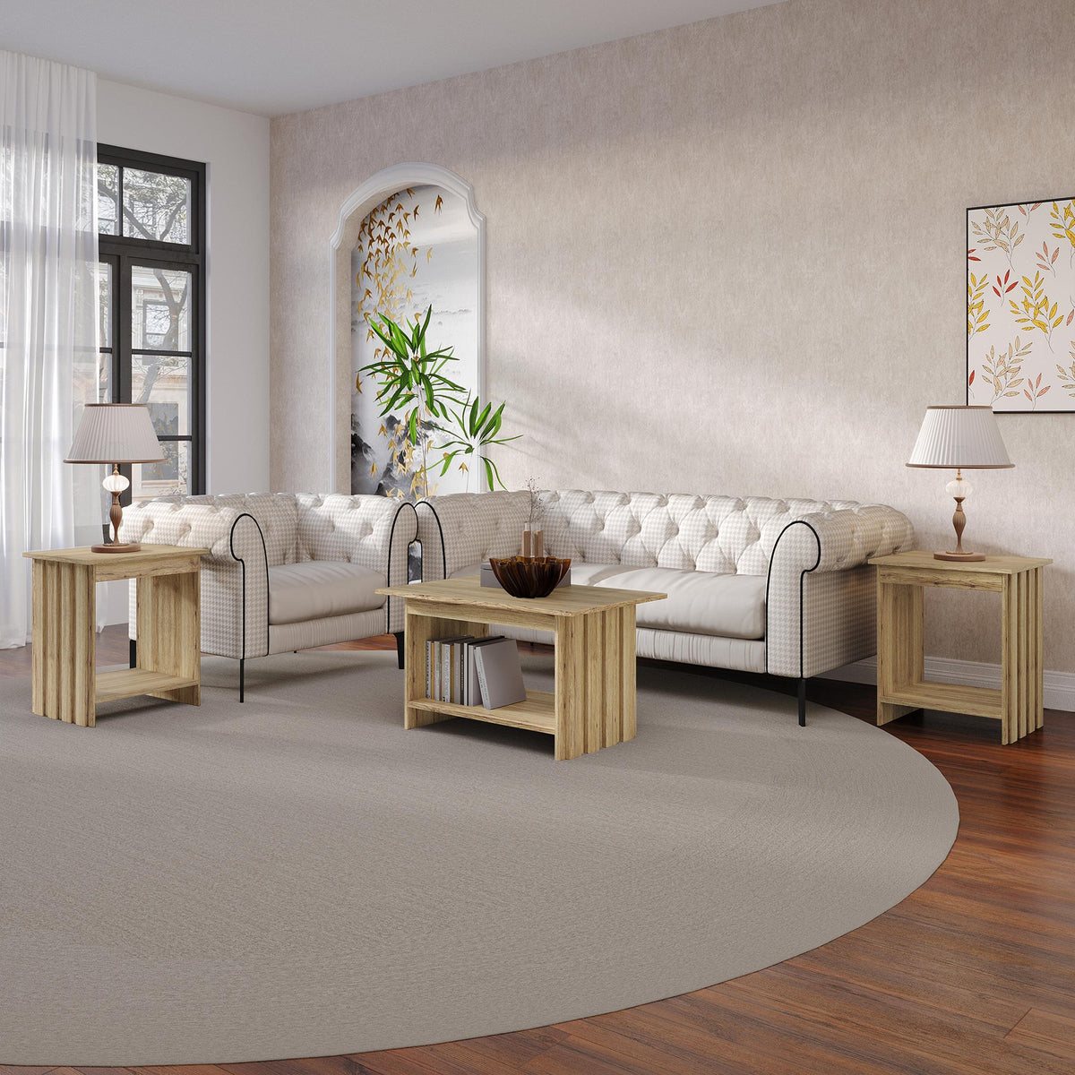 Norell 3-Piece Coffee Table Set with Storage Shelves