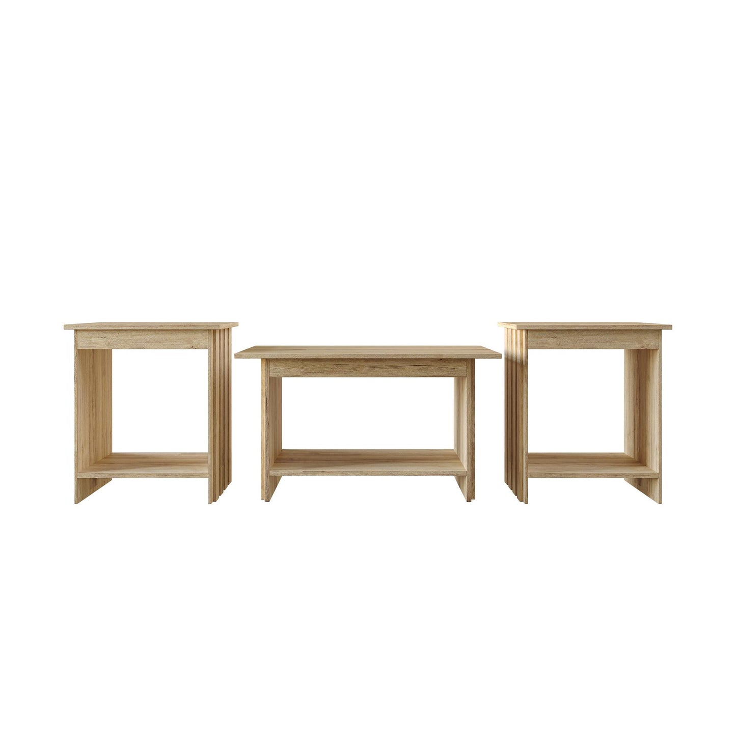 Norell 3-Piece Coffee Table Set with Storage Shelves