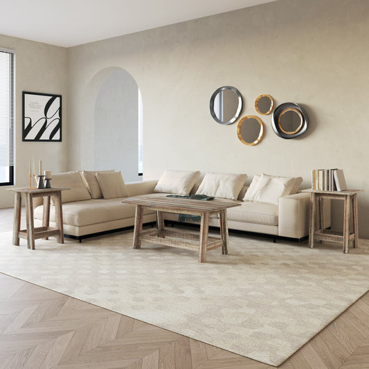 Veyra Modern Rustic Wood Table Set with Spacious Tabletops