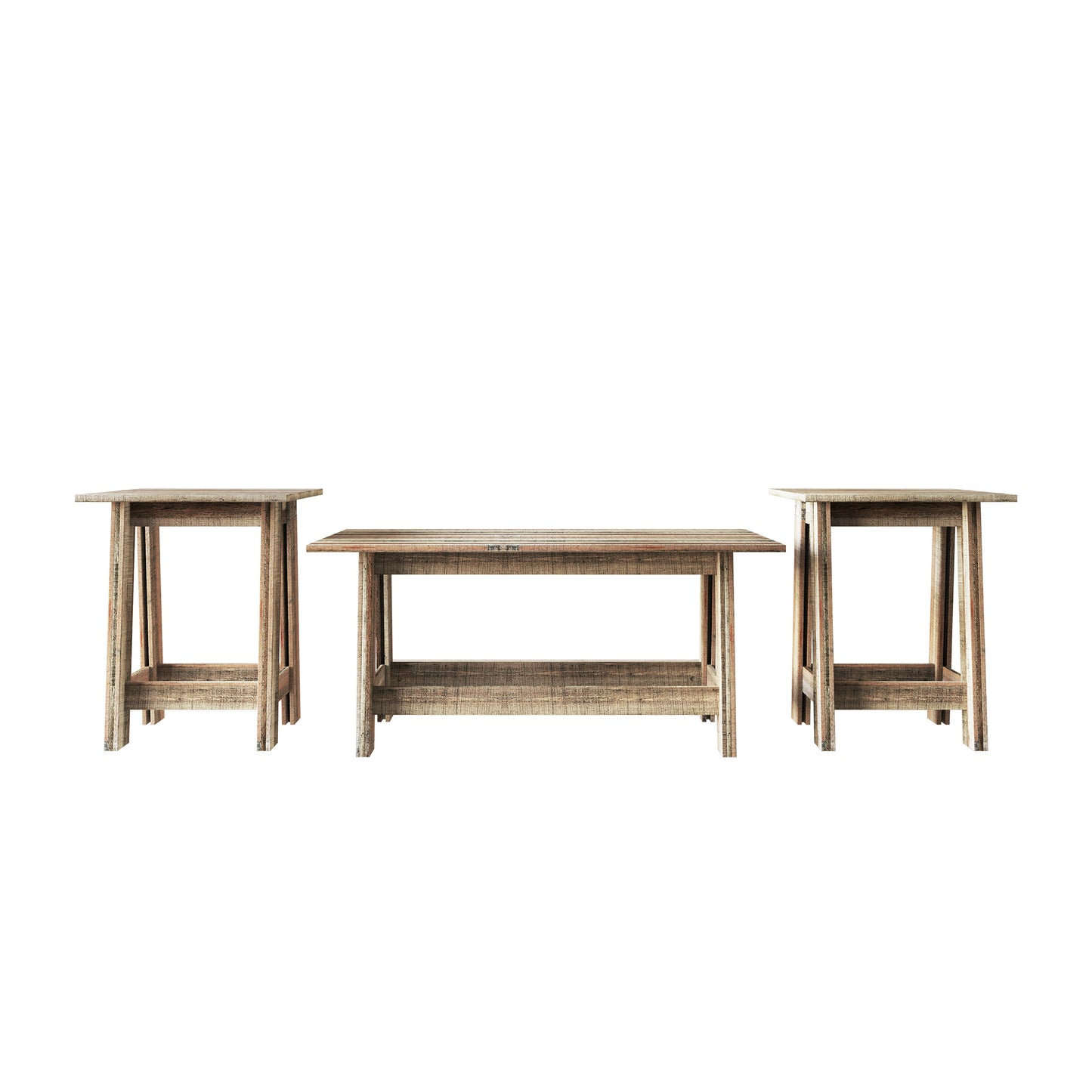 Veyra Modern Rustic Wood Table Set with Spacious Tabletops