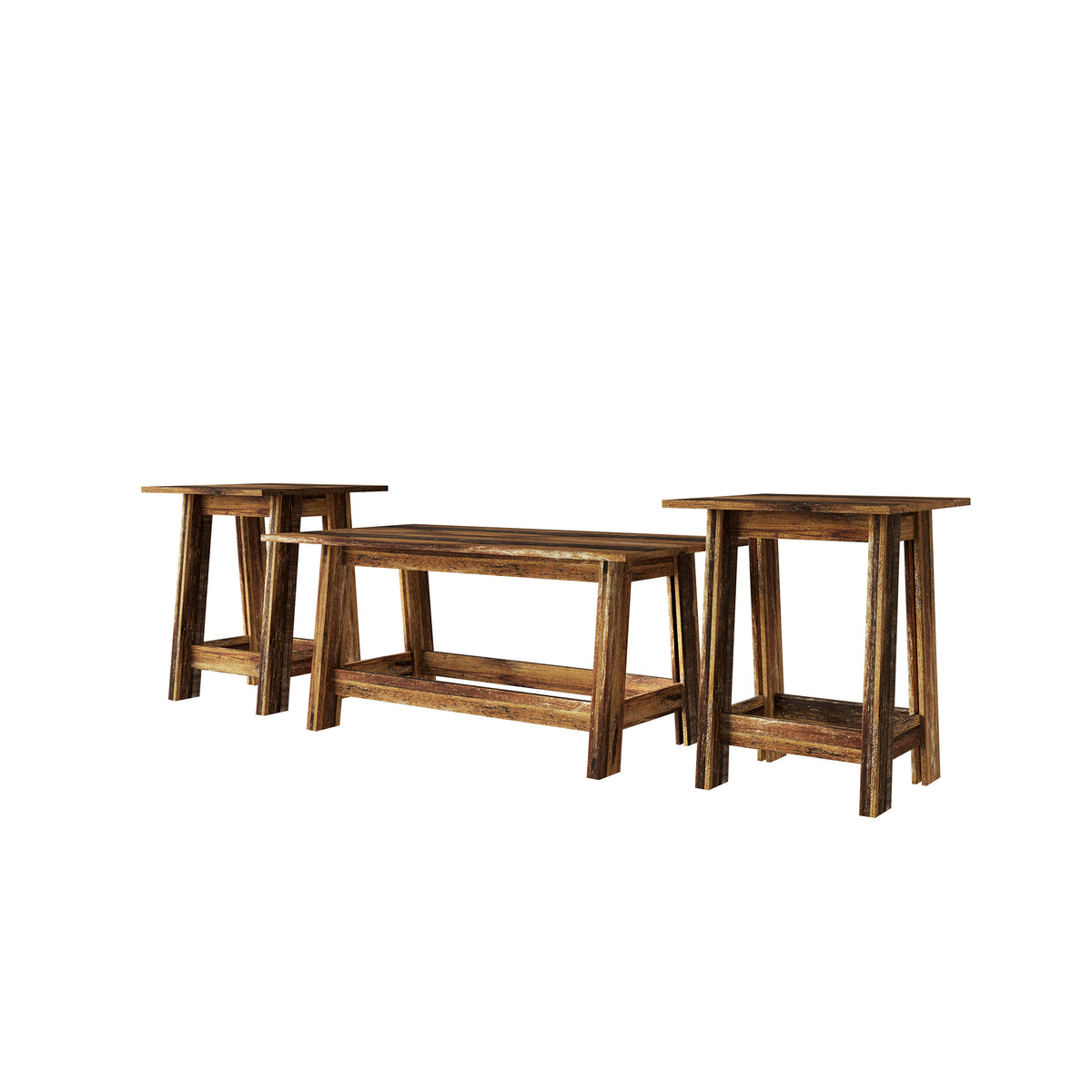 Veyra Modern Rustic Wood Table Set with Spacious Tabletops