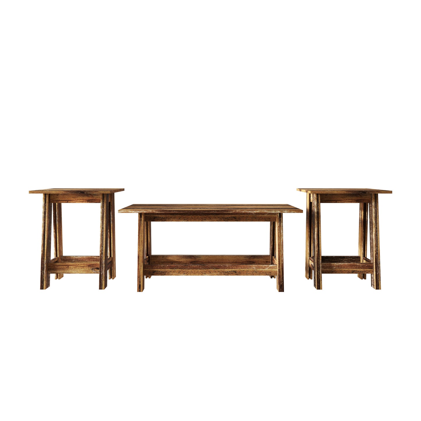 Veyra Modern Rustic Wood Table Set with Spacious Tabletops