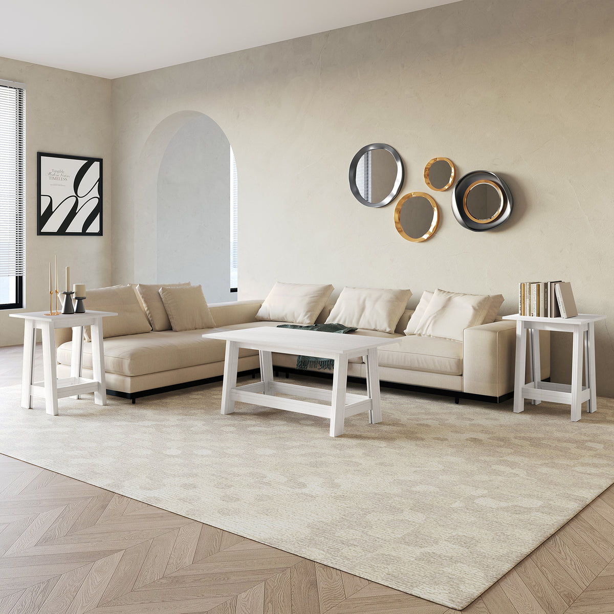Veyra Modern Rustic Wood Table Set with Spacious Tabletops