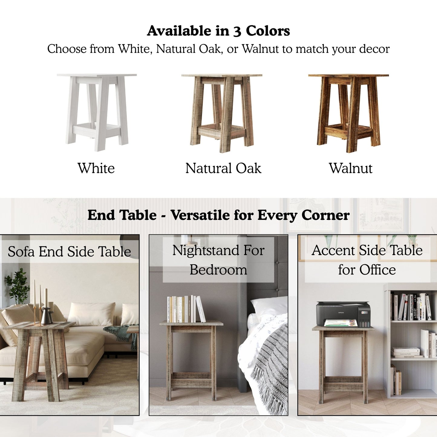 Veyra Modern Rustic Wood Table Set with Spacious Tabletops