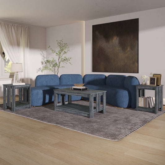 Elvara 3-Piece Modern Farmhouse Coffee Table Set with Storage Shelves