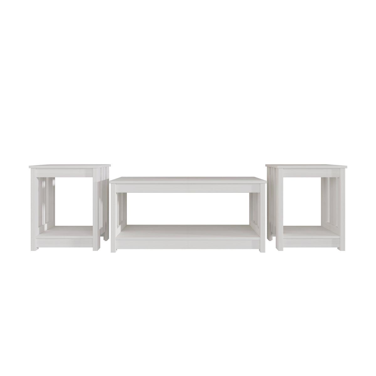 Elvara 3-Piece Modern Farmhouse Coffee Table Set with Storage Shelves